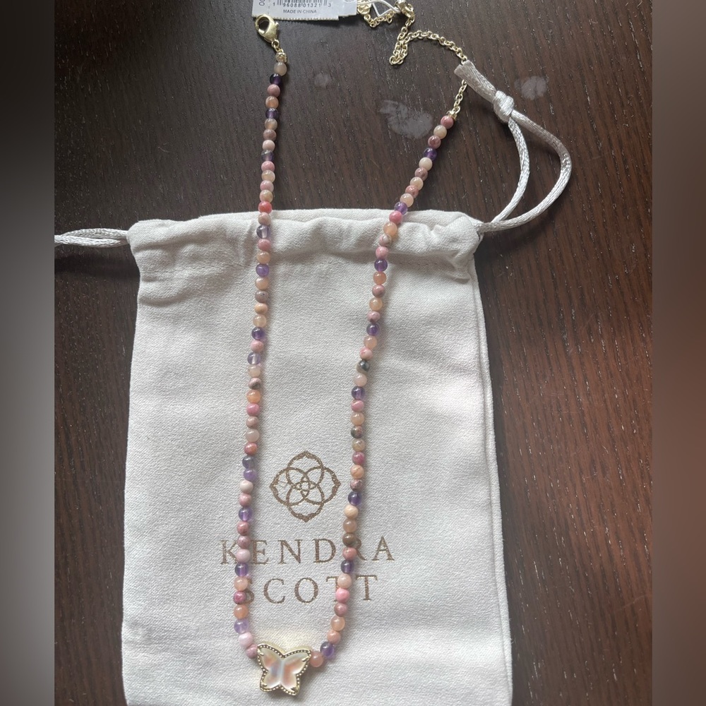 Kendra Scott Lilia Necklace beaded in neutral brown